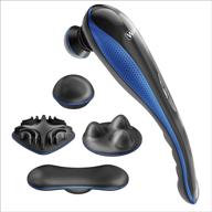 wahl deluxe lithium ion cordless percussion handheld massager - deep tissue, muscle, back, neck, shoulder, full body pain relief at home, car, office, travel - blue logo