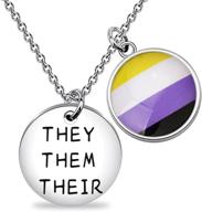 🌈 bobauna lgbtq rainbow pride necklace: they them their gender pronouns jewelry for gay & bisexual pride, perfect gift logo