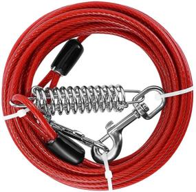 img 4 attached to 🐶 UEETEK Pet Tie-Out Cable, 20ft Heavy Duty Dog Tie Out Cable with Swivel Clip, Tangle-Free, Suitable for Dogs Up to 110 Pounds