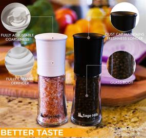 img 3 attached to Optimal Coarseness Control Ceramic Salt and Pepper Grinder Set - Small in size, Unmatched Flavor!