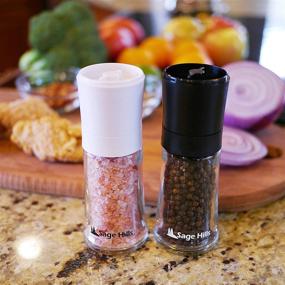 img 1 attached to Optimal Coarseness Control Ceramic Salt and Pepper Grinder Set - Small in size, Unmatched Flavor!