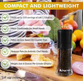 img 2 attached to Optimal Coarseness Control Ceramic Salt and Pepper Grinder Set - Small in size, Unmatched Flavor!