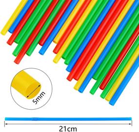 img 3 attached to Cooraby 200 Pieces Colorful Disposable Straws - Flexible Plastic Straws, 5mm Diameter x 210mm Length - Ideal for Kids and Adults