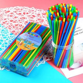 img 1 attached to Cooraby 200 Pieces Colorful Disposable Straws - Flexible Plastic Straws, 5mm Diameter x 210mm Length - Ideal for Kids and Adults