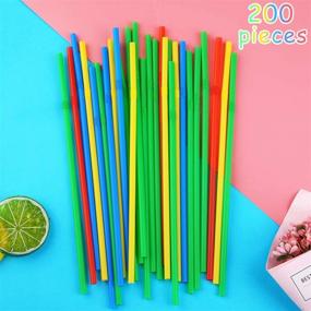 img 2 attached to Cooraby 200 Pieces Colorful Disposable Straws - Flexible Plastic Straws, 5mm Diameter x 210mm Length - Ideal for Kids and Adults