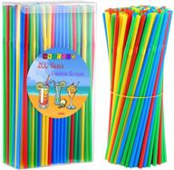 cooraby 200 pieces colorful disposable straws - flexible plastic straws, 5mm diameter x 210mm length - ideal for kids and adults logo