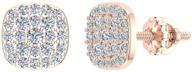 💎 1/2 ctw 14k solid gold cushion shape cluster studs with diamond earrings (i, i1) logo