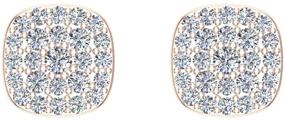 img 2 attached to 💎 1/2 ctw 14K Solid Gold Cushion Shape Cluster Studs with Diamond Earrings (I, I1)