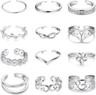jstyle 12pcs adjustable toe rings for women girls - assorted band styles, open toe ring set - ideal women's gift for jewelry enthusiasts logo