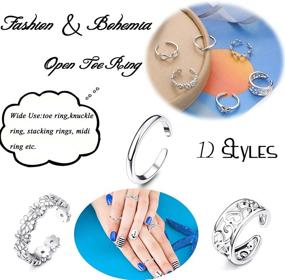 img 2 attached to Jstyle 12Pcs Adjustable Toe Rings for Women Girls - Assorted Band Styles, Open Toe Ring Set - Ideal Women's Gift for Jewelry Enthusiasts