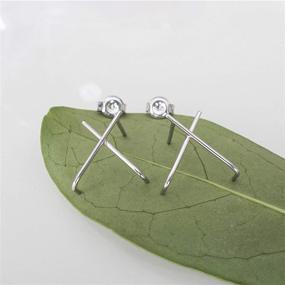 img 2 attached to 💎 Hiqmic 925 Sterling Silver X Cross Earrings: Chic White Gold Plated Fashion Studs - WK90010-Silver