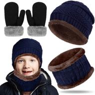 комплект зимних вязаных перчаток и шапочки для девочек "pieces winter knitted gloves beanie girls' accessories for cold weather логотип