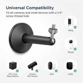 img 3 attached to 📷 KIWI Design Universal Metal Wall Mount Bracket for Security Cameras - Compatible with Ring, eufy, Wyze, Arlo Cameras & VR Rift Sensor, Vive/Valve Index Base Station - Easy Installation (1 pack, Black)