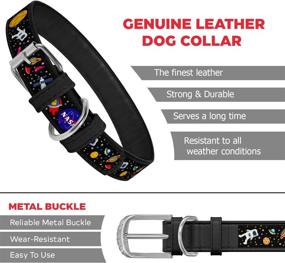 img 1 attached to Stylish Leather NASA Dog Collar for Medium, Small & Large Dogs - Heavy Duty, Durable Metal Buckle & QR Tag Included