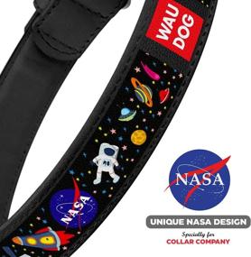 img 2 attached to Stylish Leather NASA Dog Collar for Medium, Small & Large Dogs - Heavy Duty, Durable Metal Buckle & QR Tag Included