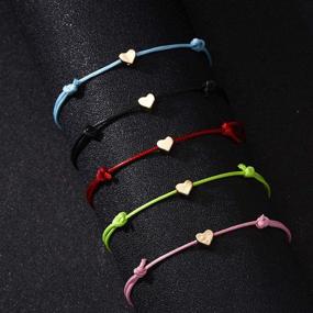 img 2 attached to 💖 Charming Set of 5 Simple Adjustable Heart Bracelets: Perfect Friendship Jewelry for Women + Bonus Wish Cards