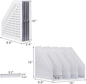 img 3 attached to Aosivm 4 Compartments Collapsible Magazine File Holder/Desk Organizer For Office Organization And Storage With 3 Vertical Compartments (Light Gray)