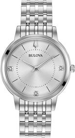 img 4 attached to Женские часы Bulova с бриллиантами, кварцевый механизм, из нержавеющей стали.