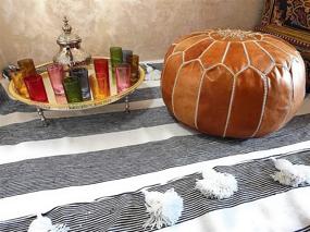 img 2 attached to 🛋️ D.Art Group - Moroccan Pouf - Genuine Goatskin Leather - Bohemian Living Room Decor - Hassock & Ottoman Footstool - Large Round Ottoman Pouf - Unstuffed