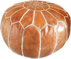 img 4 attached to 🛋️ D.Art Group - Moroccan Pouf - Genuine Goatskin Leather - Bohemian Living Room Decor - Hassock & Ottoman Footstool - Large Round Ottoman Pouf - Unstuffed