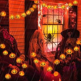 img 2 attached to 🎃 Spooky and Festive: 19.6ft Halloween String Lights with 36 LED Large Pumpkin Lights for Outdoor and Indoor Halloween Decorations, Perfect for Parties and Holiday Ambiance