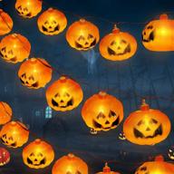 🎃 spooky and festive: 19.6ft halloween string lights with 36 led large pumpkin lights for outdoor and indoor halloween decorations, perfect for parties and holiday ambiance логотип