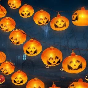 img 4 attached to 🎃 Spooky and Festive: 19.6ft Halloween String Lights with 36 LED Large Pumpkin Lights for Outdoor and Indoor Halloween Decorations, Perfect for Parties and Holiday Ambiance