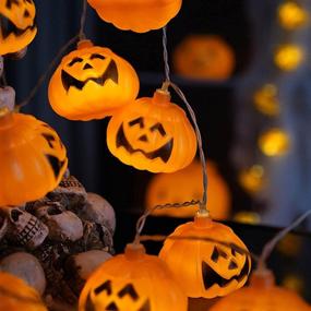 img 1 attached to 🎃 Spooky and Festive: 19.6ft Halloween String Lights with 36 LED Large Pumpkin Lights for Outdoor and Indoor Halloween Decorations, Perfect for Parties and Holiday Ambiance