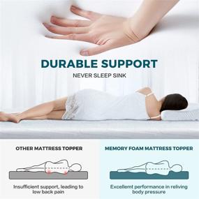 img 3 attached to 🛏️ Full Size 3 Inch Dual Layer Memory Foam Mattress Topper for Pressure Relief by LINSY HOME - Removable & Washable Bamboo Cover Included