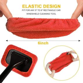 img 1 attached to 🚗 eFuncar Car Care Microfiber Cloths: 5 Pack Red Windshield Cleaning Tool with Replaceable Glass Cleaning Bonnets, Interior Auto Window Cleaner Washing Pads (Fit 5 Inch), Windshield Cleanner Wand