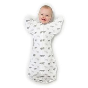 img 4 attached to 🏆 Parents' Choice Award Winner: Amazing Baby Transitional Swaddle Sack for Better Sleep, Tiny Elephants, Sterling, Medium, 3-6 Months