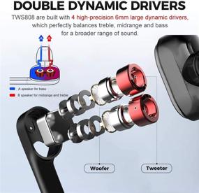 img 2 attached to 🎧 Беспроводные наушники Ultimate Dual Dynamic Drivers: высокотехнологичные наушники Bluetooth 5.0 с улучшенным глубоким басом, кроссовером, IPX5, аудио APTX, микрофоном CVC 8.0, наушниками в стиле TWS, время воспроизведения 30 часов + зарядным кейсом