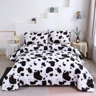 winlife cow print comforter set - soft microfiber lightweight quilt for twin bed - black/white - perfect for boys/girls - includes 1 comforter & 1 pillowcase logo