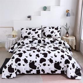 img 4 attached to WINLIFE Cow Print Comforter Set - Soft Microfiber Lightweight Quilt for Twin Bed - Black/White - Perfect for Boys/Girls - Includes 1 Comforter & 1 Pillowcase