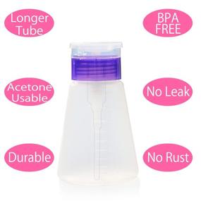 img 2 attached to 💧 Convenient Lockable Push Down Pump Dispenser for Acetone, Alcohol, Nail Polish Remover - 2 Pack 180ml Bottles