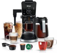 ☕ ninja cfp301 dualbrew pro system: кофеварка объемом 12 чашек с возможностью приготовления одной порции, 4 способами заварки, пеночкой, раздатчиком горячей воды и кувшином - черный. логотип