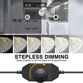 img 2 attached to 💡 65.6ft LED Strip Light, 6000K Dimmable Daylight White Tape Light, 20m 1200 LEDs 2835 Flexible Ribbon Light, 12V Adhesive Rope Lights for Kitchen, Under Cabinet, Bedroom, Wardrobe - Onforu