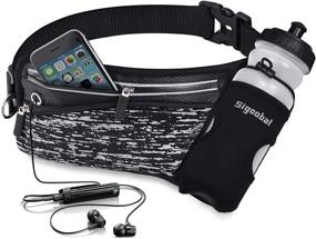 img 4 attached to 🏃 Hydration Waist Pack: Night Reflective Running Belt with Water Bottle Holder & Waist Pouch for Runners, Marathon, Fitness Training, Hiking and Jogging – Men and Women