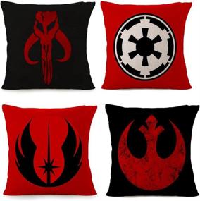 img 4 attached to 🌌 Bayyon Star Wars Decorative Throw Pillow Covers - Set of 4 Cotton Linen Cushion Covers, 18 x 18 inch