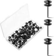 50 double-headed picture hangers nails with small head - perfect for hanging pictures, photos, and décor; black push pin hangers for home and office wall art logo