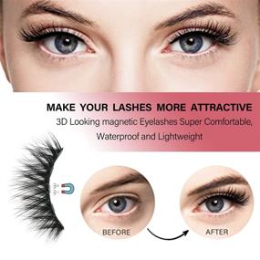 img 2 attached to 👁️ Neelash Magnetic Eyelashes and Eyeliner Kit: 7 Pairs of Reusable Waterproof Lashes with Applicator, Natural Look, Various Styles - No Glue Required