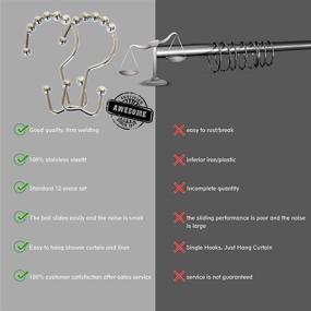 img 1 attached to 🚿 Durable Double Sliding Shower Hooks, Rust-resistant Stainless Steel Rings for Bathroom Shower Rods and Curtains - Set of 12 Chrome Shower Curtain Hooks by Bathdesign