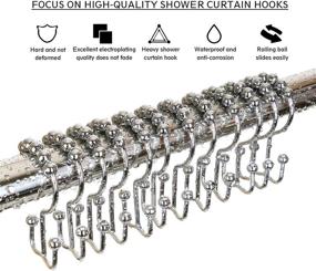 img 2 attached to 🚿 Durable Double Sliding Shower Hooks, Rust-resistant Stainless Steel Rings for Bathroom Shower Rods and Curtains - Set of 12 Chrome Shower Curtain Hooks by Bathdesign