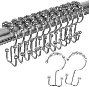 img 4 attached to 🚿 Durable Double Sliding Shower Hooks, Rust-resistant Stainless Steel Rings for Bathroom Shower Rods and Curtains - Set of 12 Chrome Shower Curtain Hooks by Bathdesign