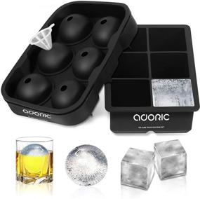 img 4 attached to 🧊 Adoric Large Square Ice Tray and Sphere Ice Ball Maker: BPA Free Silicone Ice Cube Molds Set of 2 with Lid and Funnel - Perfect for Whiskey and Reusable