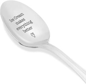 img 3 attached to 🍦 Ice Cream Enthusiast Spoon - Social National Ice Cream Day Party Essential - Birthday Gift for Fun Ice Cream Lovers & Breakup Recovery - Stainless Steel Engraved Spoon - 7 Inches in Size.