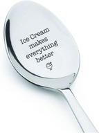 🍦 ice cream enthusiast spoon - social national ice cream day party essential - birthday gift for fun ice cream lovers & breakup recovery - stainless steel engraved spoon - 7 inches in size. logo