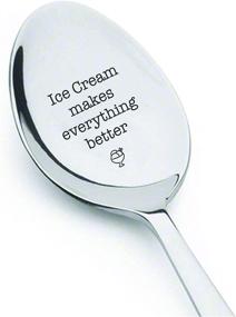 img 4 attached to 🍦 Ice Cream Enthusiast Spoon - Social National Ice Cream Day Party Essential - Birthday Gift for Fun Ice Cream Lovers & Breakup Recovery - Stainless Steel Engraved Spoon - 7 Inches in Size.