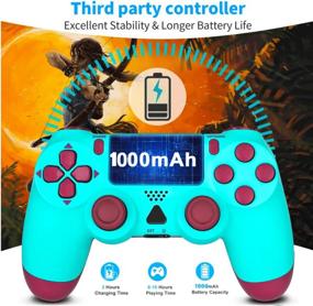 img 3 attached to 🎮 YU33 2 Pack Wireless PS4 Controller: Berry Blue & Pink/Rose Gold, Affordable Kids/Girls Gaming Joysticks with Charging Cable/TouchPad/1000mAh Battery – New Cheap Mando/Manette