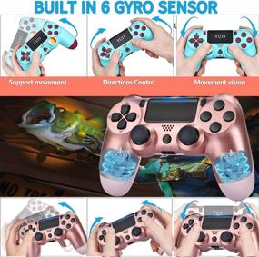 img 2 attached to 🎮 YU33 2 Pack Wireless PS4 Controller: Berry Blue & Pink/Rose Gold, Affordable Kids/Girls Gaming Joysticks with Charging Cable/TouchPad/1000mAh Battery – New Cheap Mando/Manette